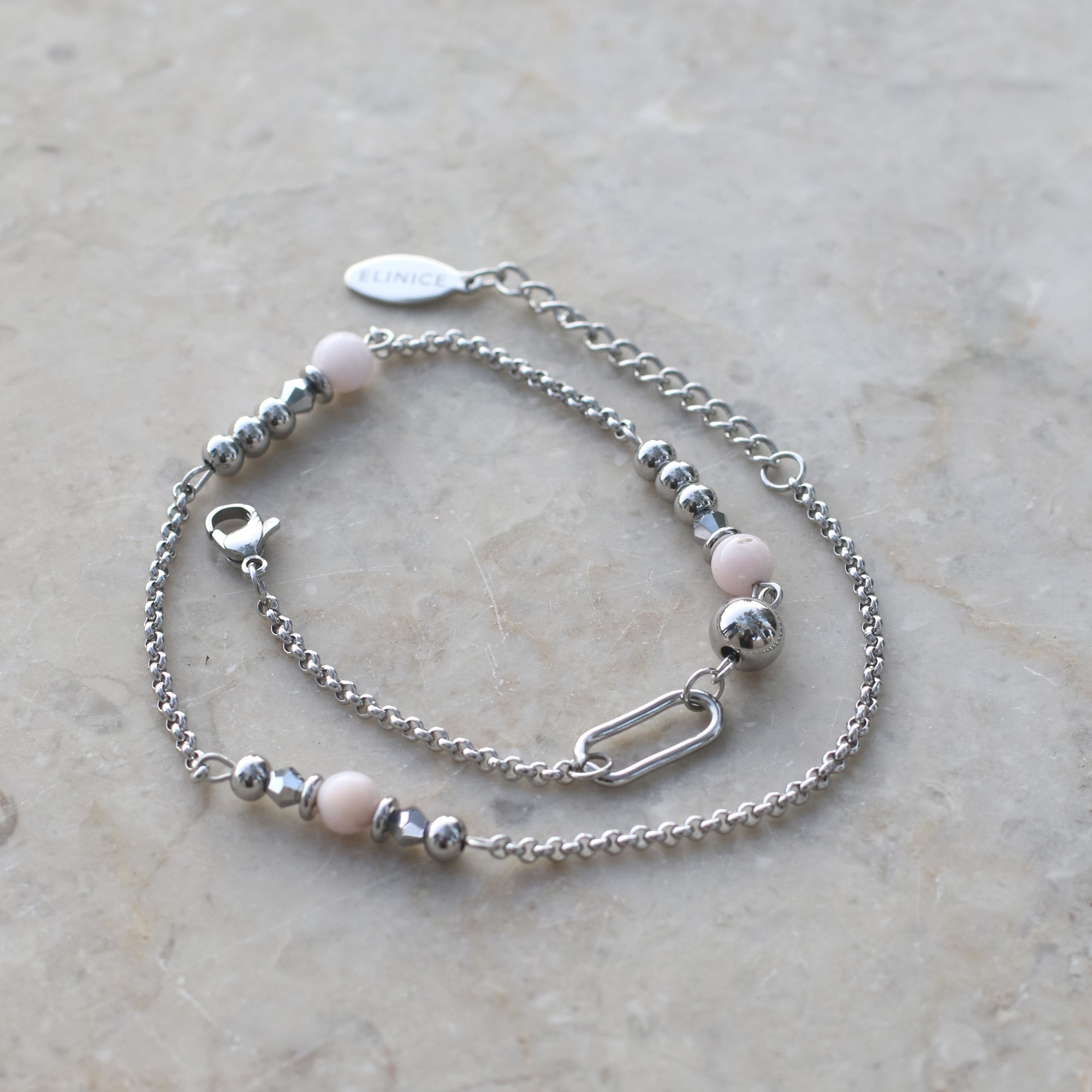 Браслет-чокер с розовым опалом ELINICE