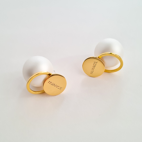 Серьги NUANCE с шариками и золотистыми кольцами