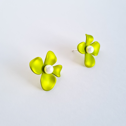 Серьги NUANCE салатовые цветы