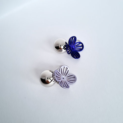 Серьги NUANCE серебристые шарики с ажурными цветами