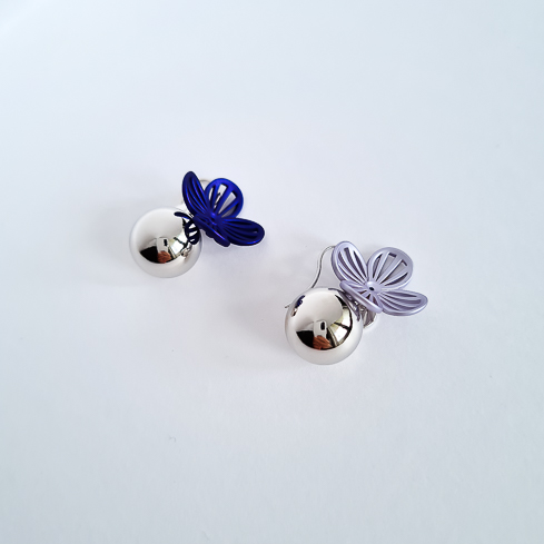 Серьги NUANCE серебристые шарики с ажурными цветами