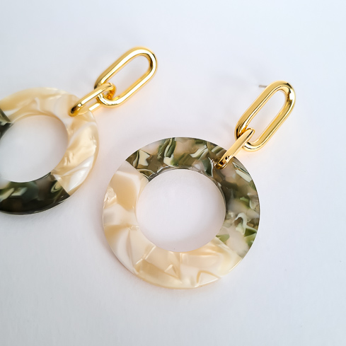 Серьги NUANCE золотистые кольца с переливами в двух оттенках