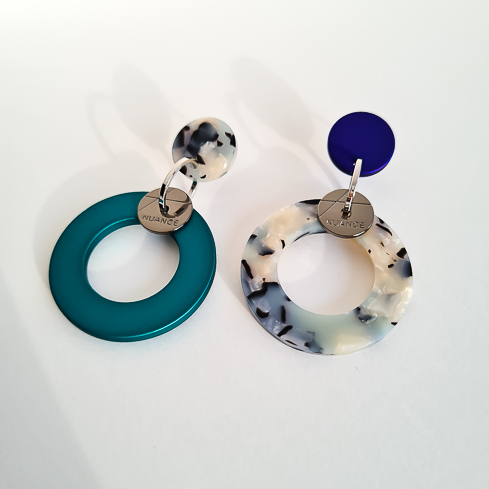 Серьги NUANCE кольца в изумрудном оттенке