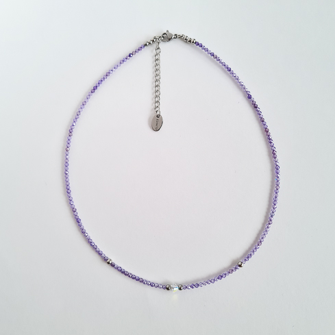 Чокер ELINICE из тёмно-сиреневого циркона с кристаллом Swarovski