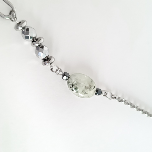 Браслет ELINICE с кварцем с турмалином шерлом и гематитом