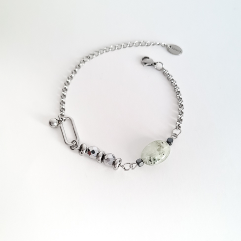 Браслет ELINICE с кварцем с турмалином шерлом и гематитом