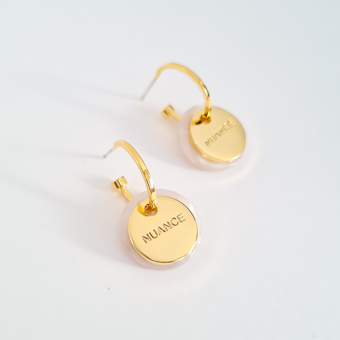 Серьги NUANCE золотистые медальки на кольцах