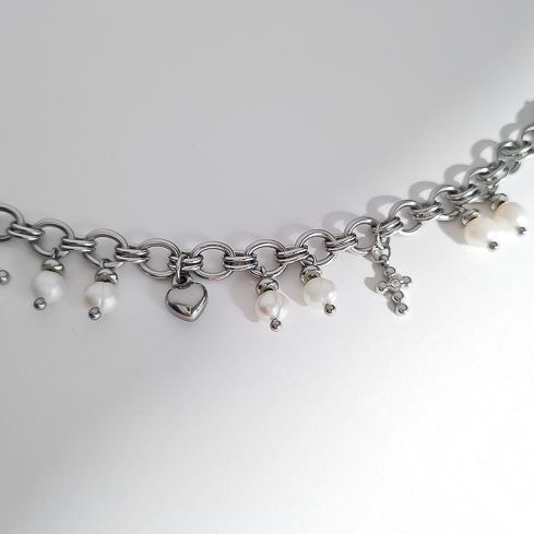 Браслет ELINICE серебристый с подвесными элементами