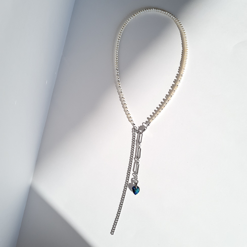 Колье ELINICE с жемчугом и кристаллом Swarovski в виде сердца