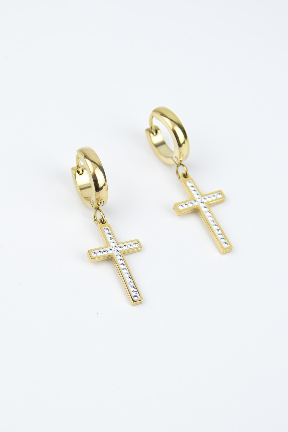 Серьги ELINICE золотистые кольца с крестиками