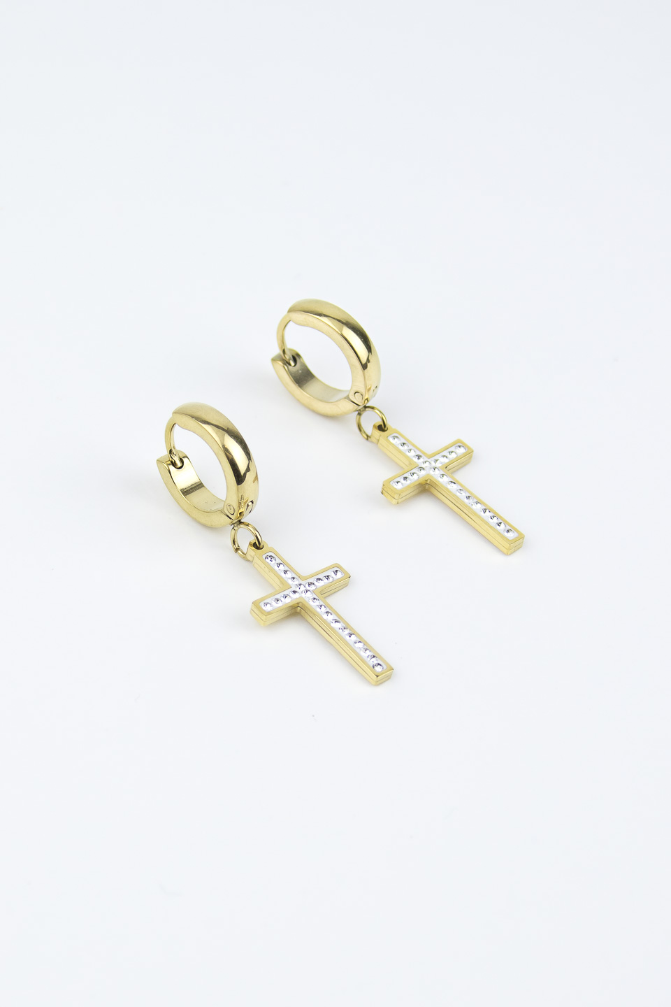 Серьги ELINICE золотистые кольца с крестиками