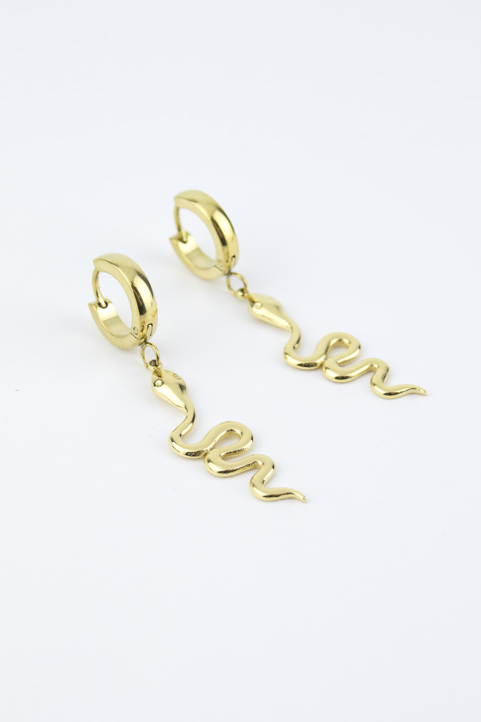 Серьги ELINICE золотистые змейки на кольцах