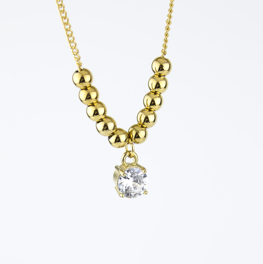 Подвеска ELINICE золотистая с подвижными шариками и кристаллом