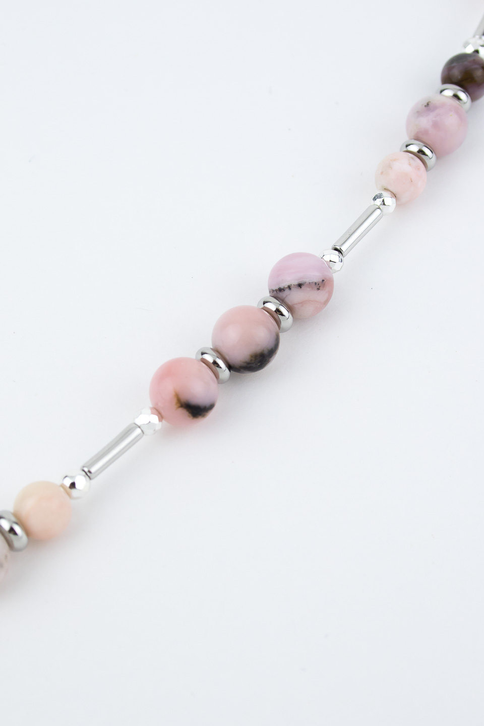 Браслет ELINICE серебристый с розовым опалом и гематитом