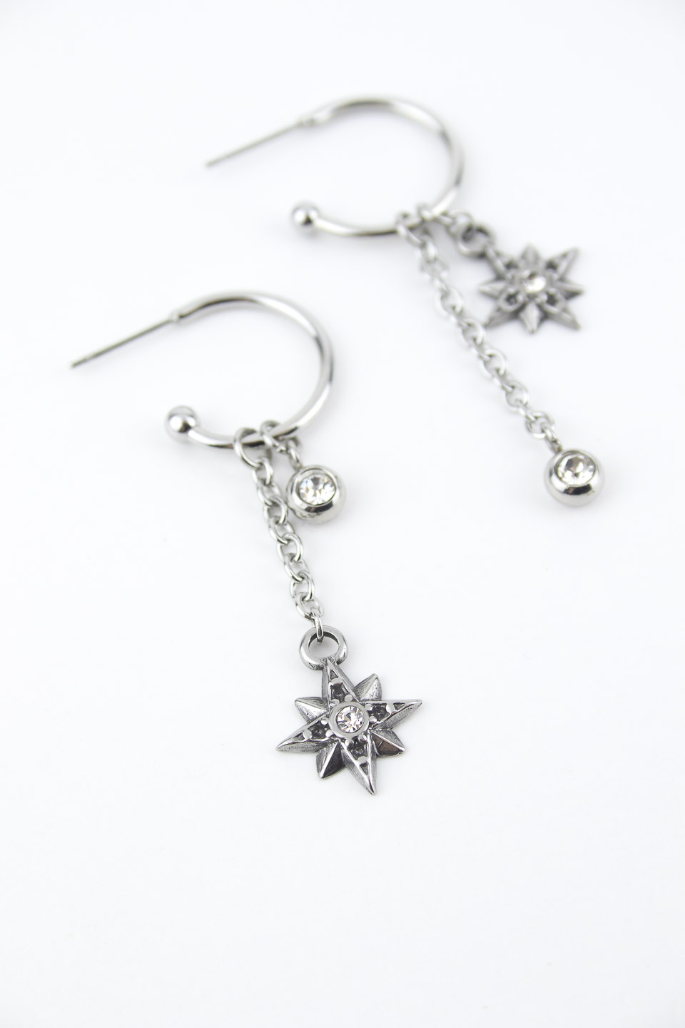 Серьги ELINICE звёздочки с кристаллами съёмные