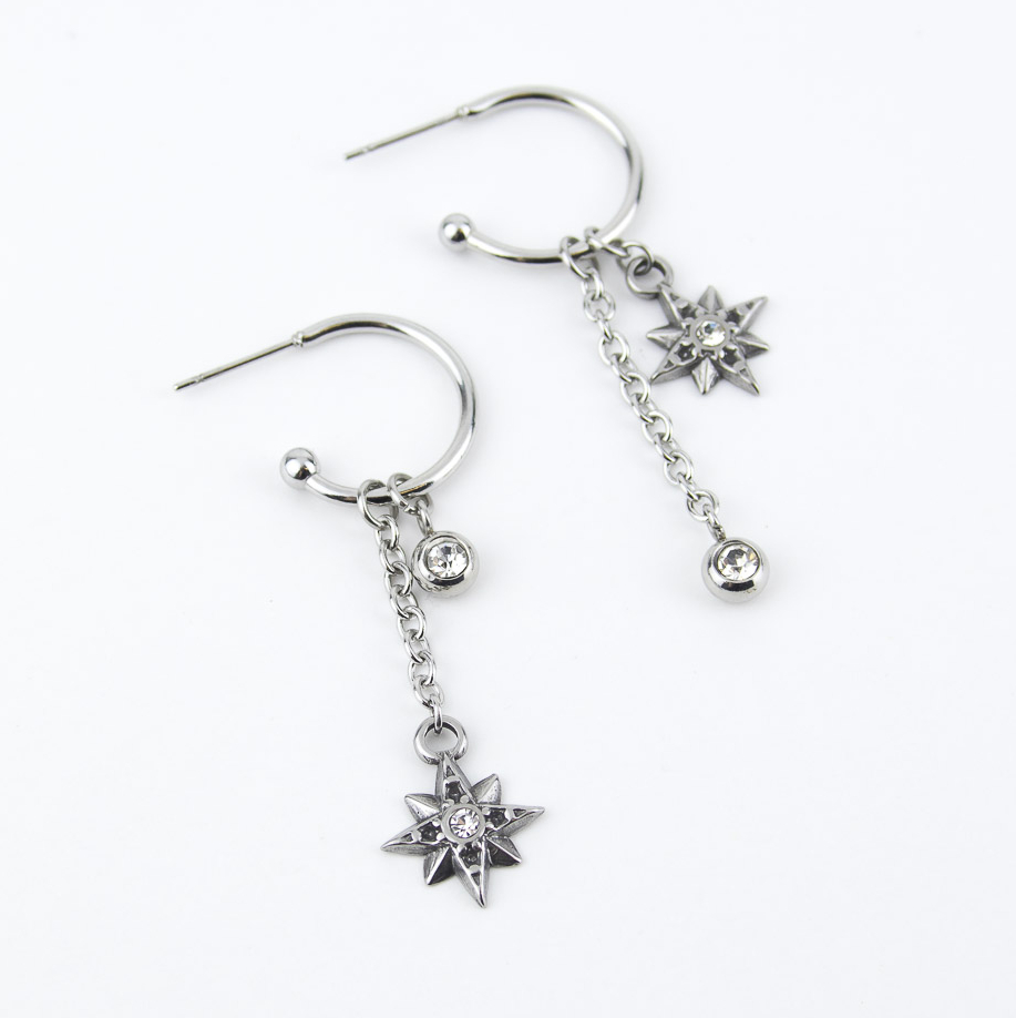 Серьги ELINICE звёздочки с кристаллами съёмные