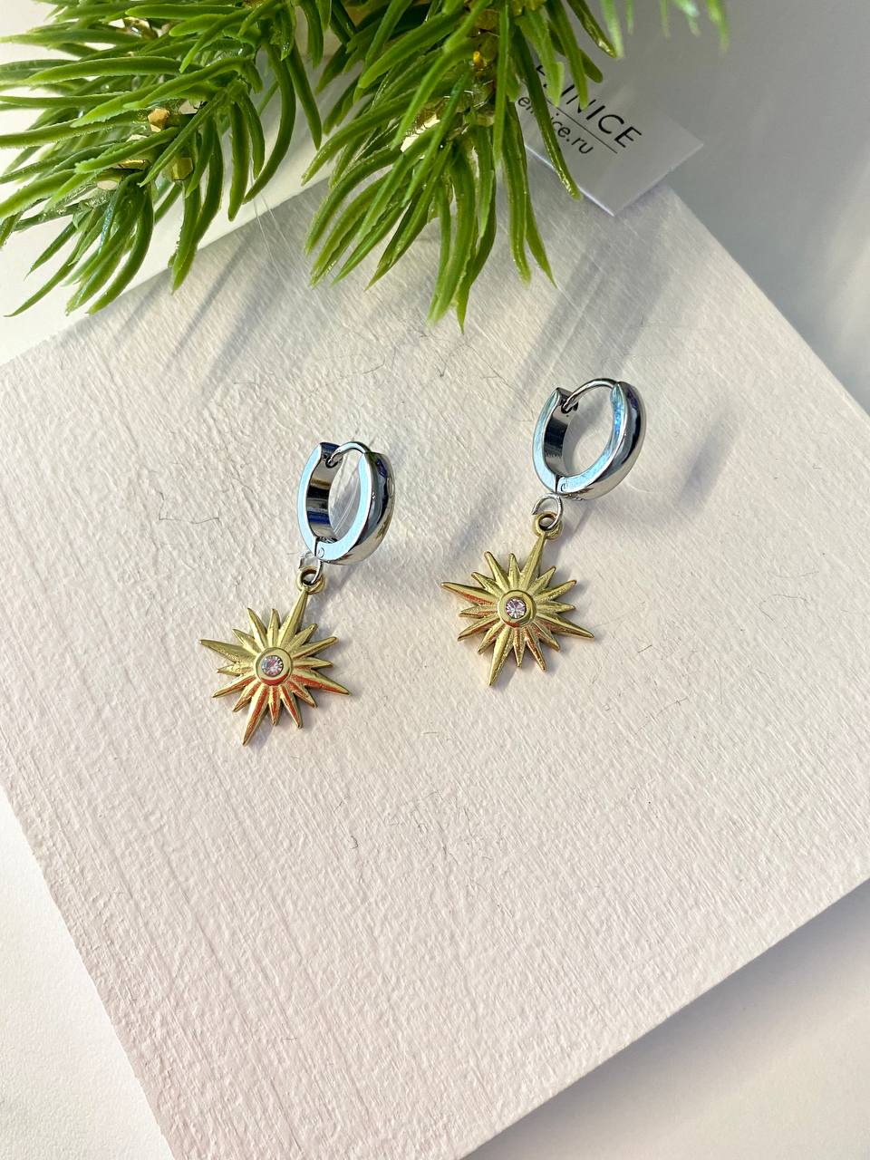 Серьги ELINICE биколорные звёздочки