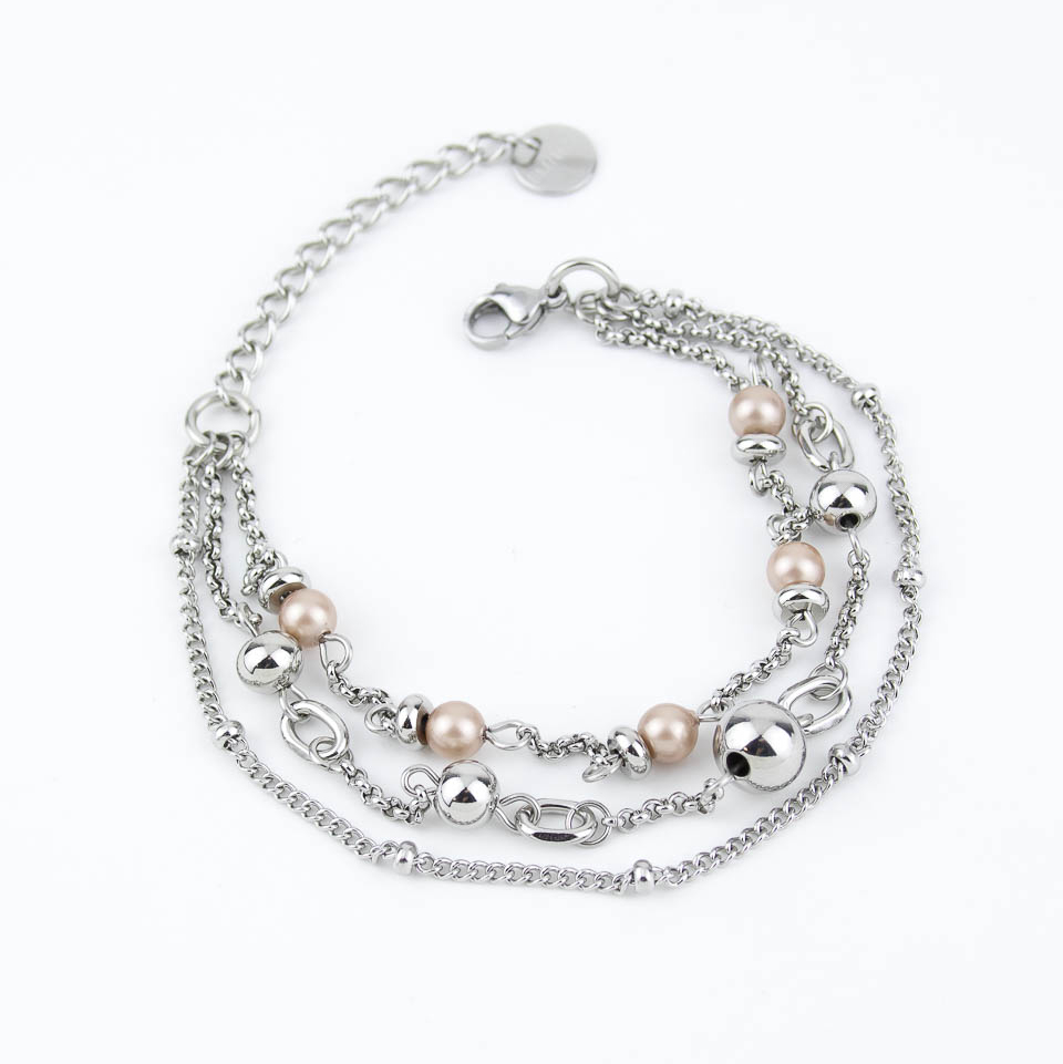 Браслет ELINICE серебристый с шариками и жемчугом Swarovski