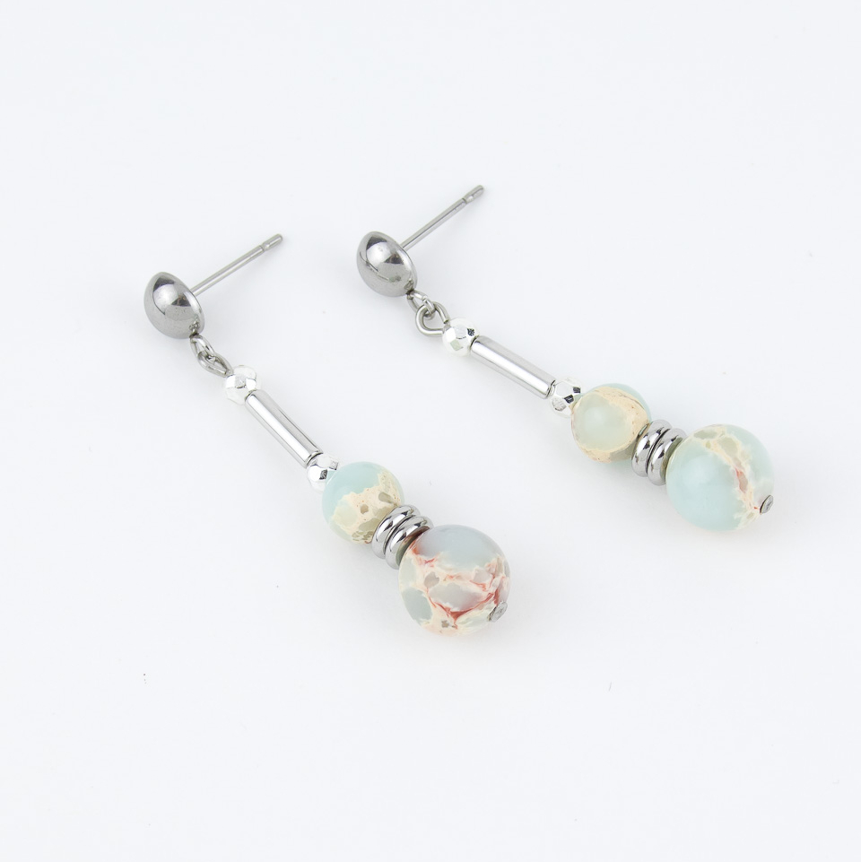 Серьги ELINICE с варисцитом и гематитом