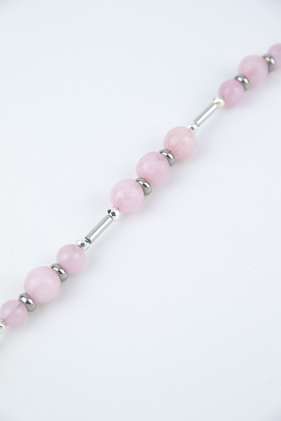 Браслет ELINICE серебристый с розовым кварцем и гематитом