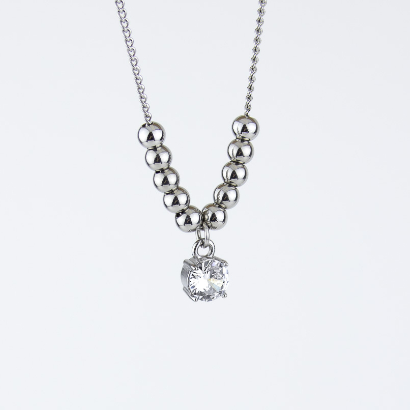 Подвеска ELINICE серебристая с подвижными шариками и кристаллом