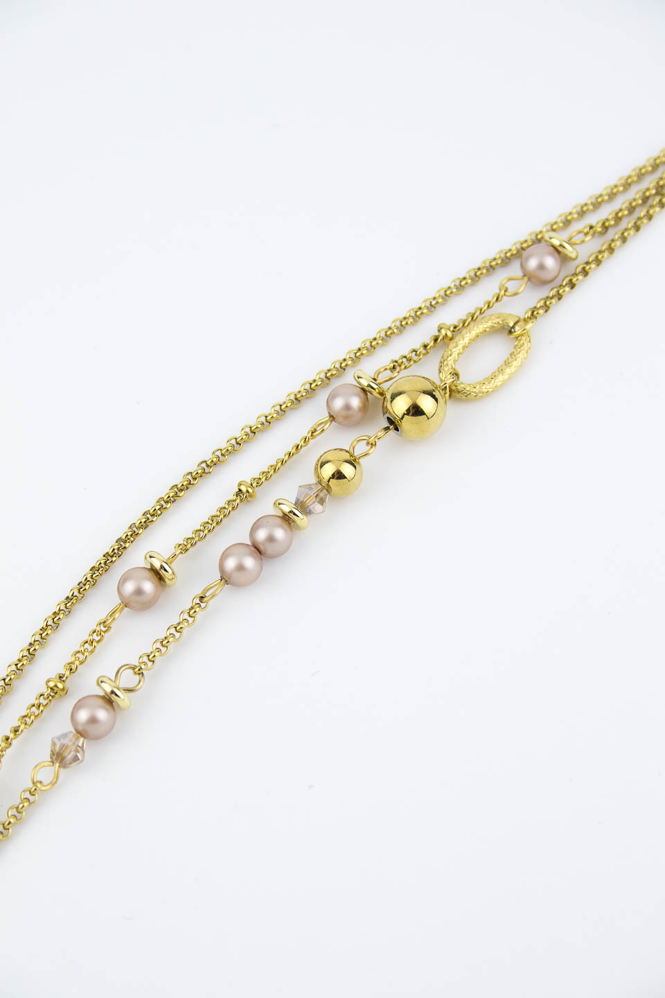 Браслет ELINICE золотистый с шариками и жемчугом Swarovski