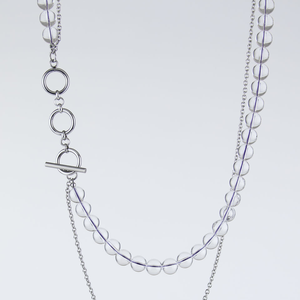 Колье ELINICE серебристое из горного хрусталя