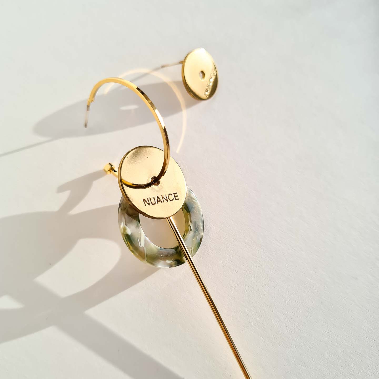 Серьги NUANCE золотистые медальки асимметрия