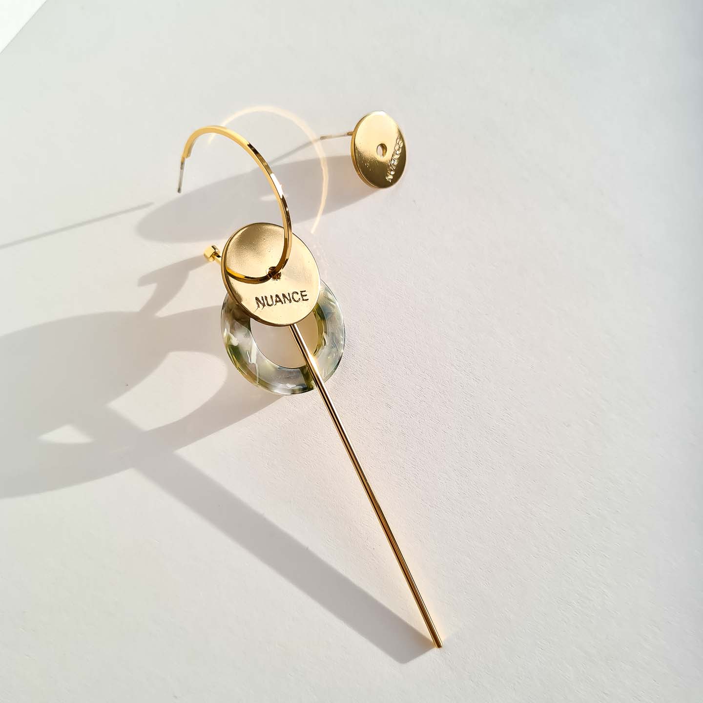 Серьги NUANCE золотистые медальки асимметрия