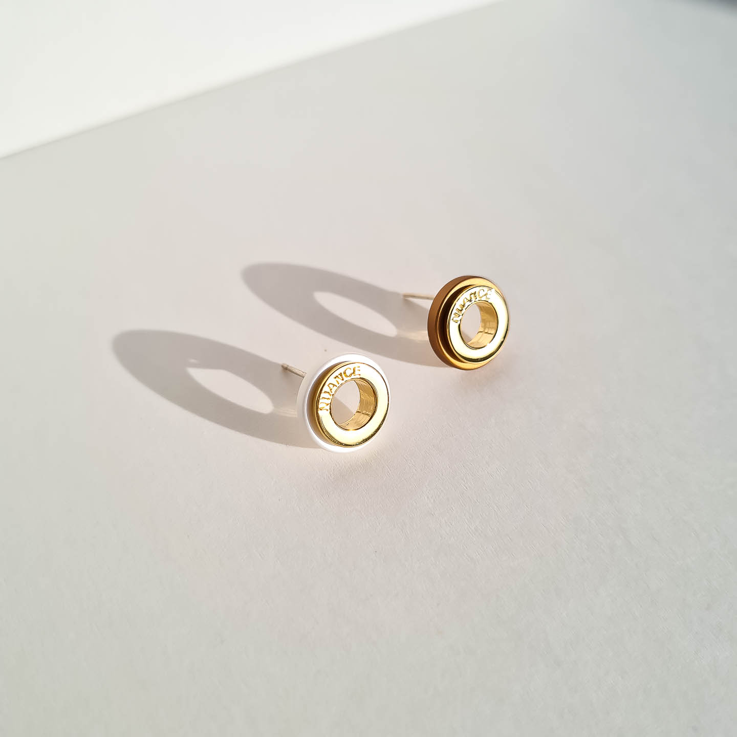 Серьги NUANCE золотистые двухцветные колечки
