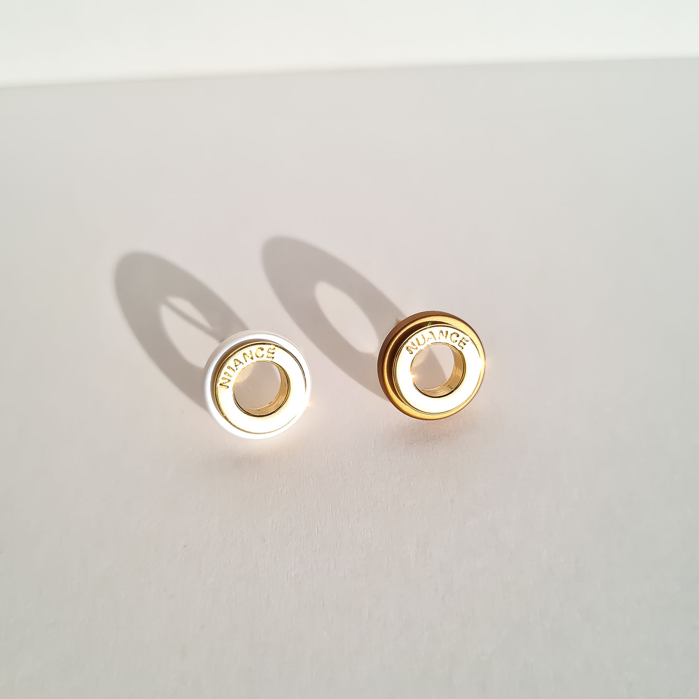 Серьги NUANCE золотистые двухцветные колечки