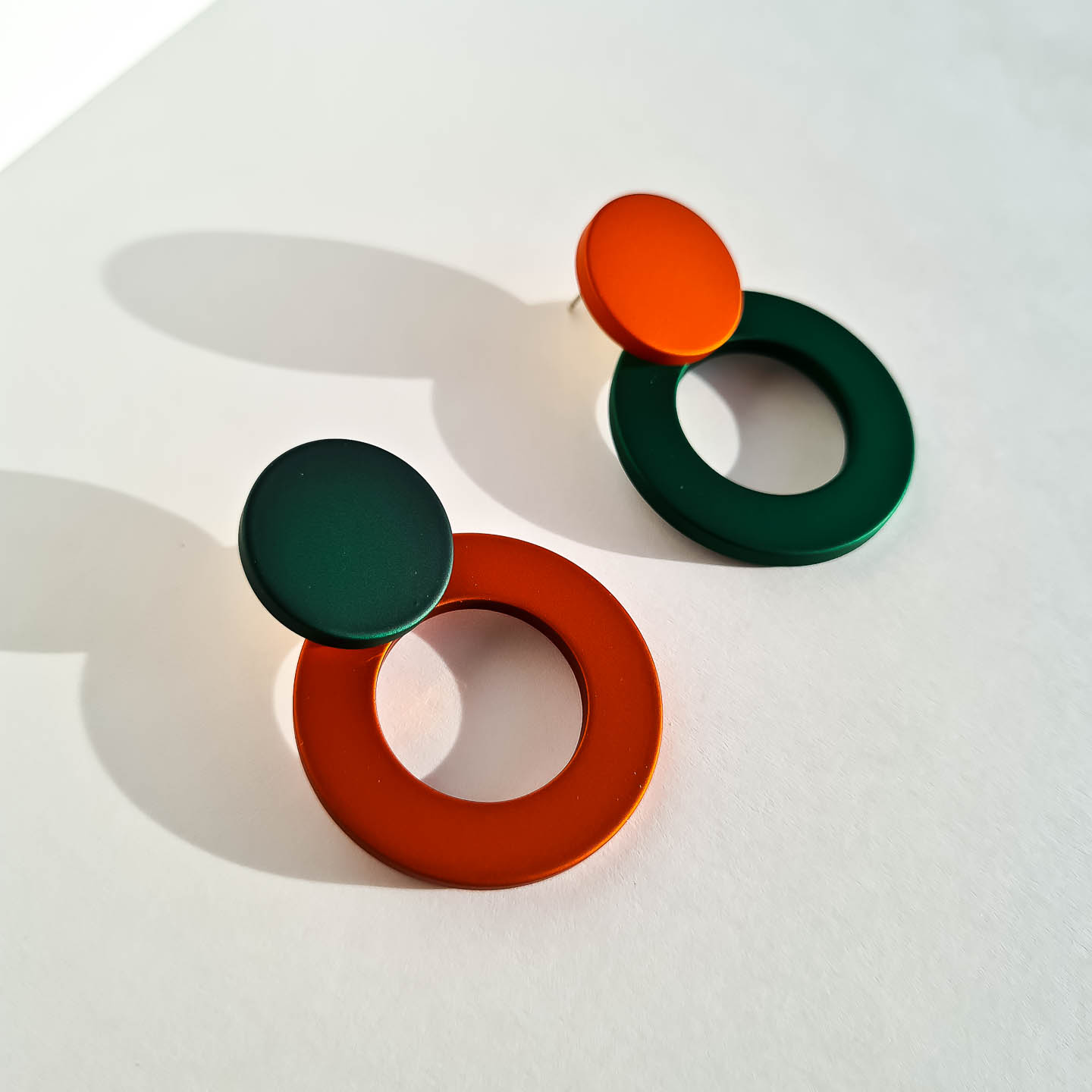 Серьги NUANCE золотистые геометричные двухцветные кольца