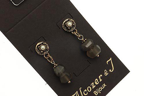 Серьги с дымчатым кварцем и жемчугом ALCOZER & J O38CY24