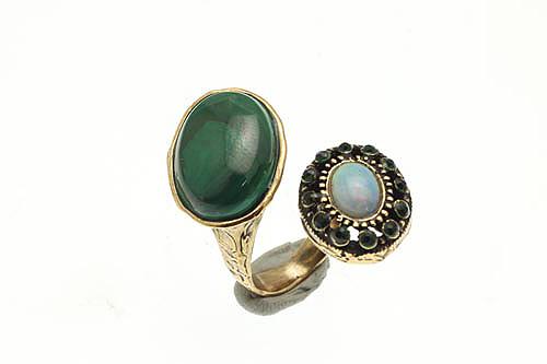 Кольцо с малахитом, опалом и сапфиром ALCOZER & J A78OJ24