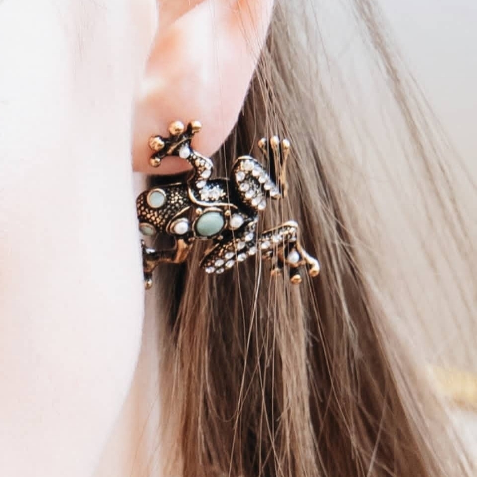 Серьги c изумрудом, жемчугом и Swarovski ALCOZER & J OP4962C