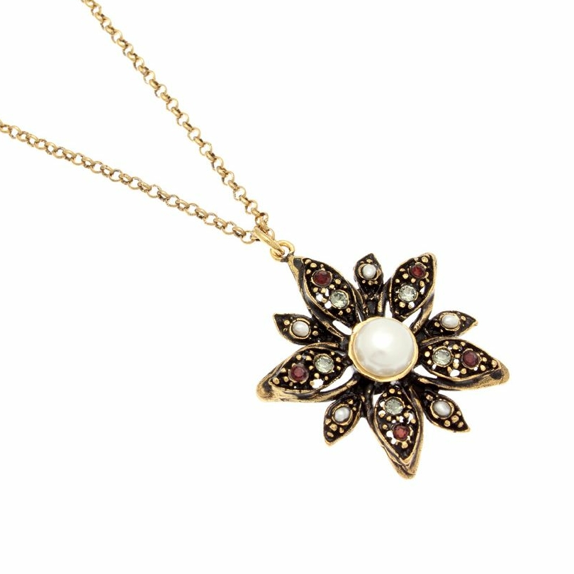 Колье с жемчугом, гранатом и Swarovski ALCOZER & J C5254C