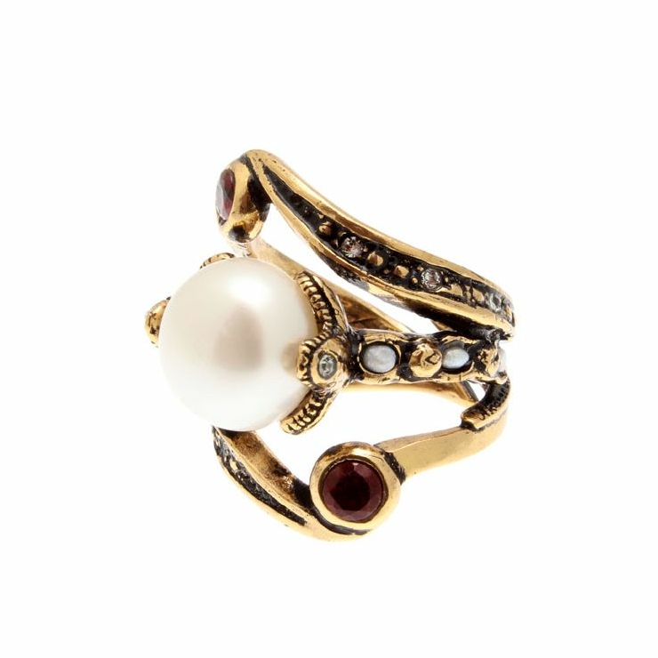 Кольцо c жемчугом, гранатом и Swarovski ALCOZER & J A4441C
