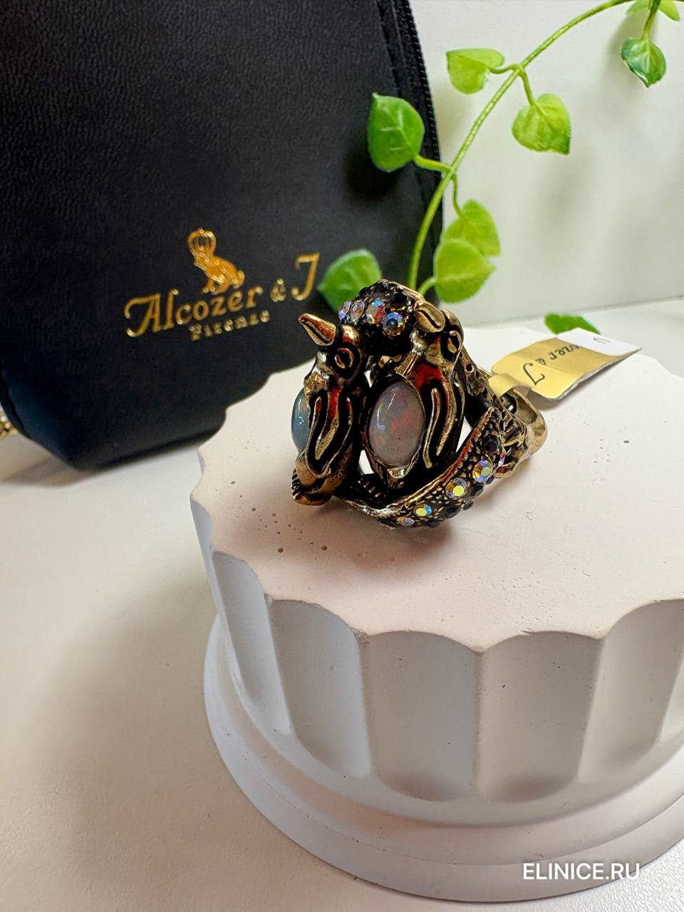 Кольцо Пингвинчики с опалом и Swarovski ALCOZER & J A78XB24