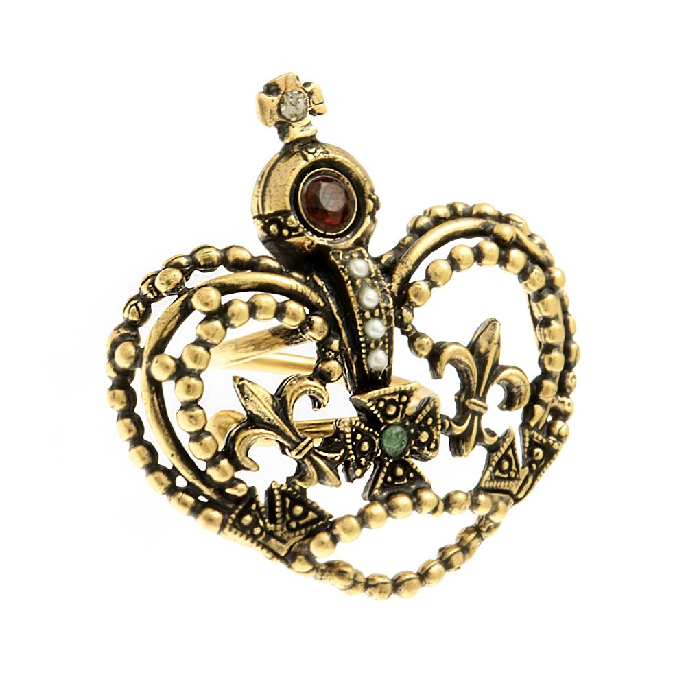 Кольцо с изумрудом, жемчугом, гранатом и Swarovski ALCOZER&J A5567C