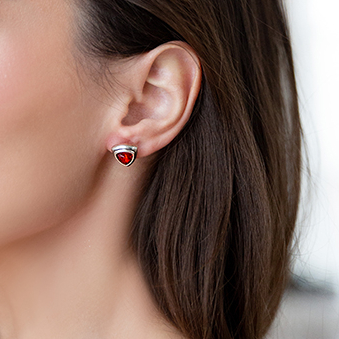 Серьги пусеты малые CICLON 251600-03 Алый