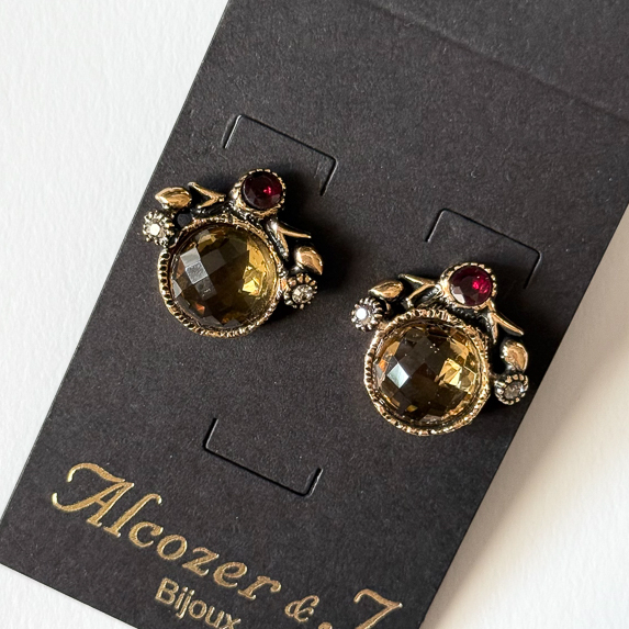 Серьги с цитрином, гранатом и Swarovski ALCOZER & J O118CZ24