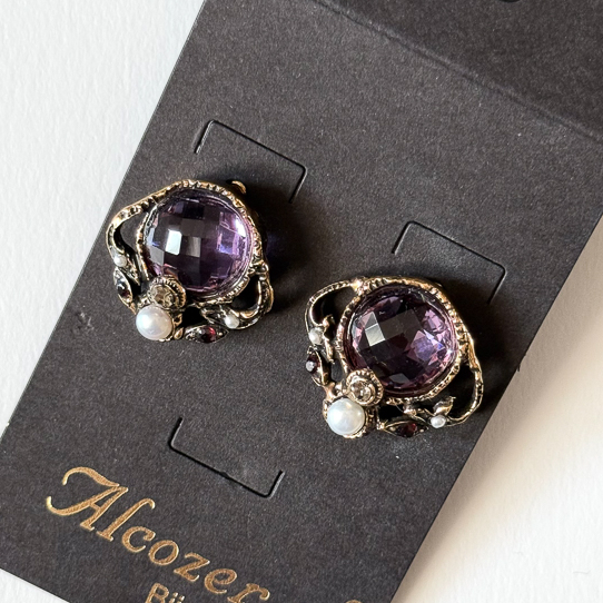 Серьги с аметистом, жемчугом и Swarovski ALCOZER & J O118CT24