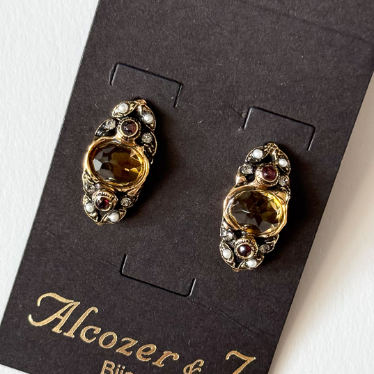 Серьги с цитрином, гранатом и Swarovski ALCOZER & J O78JF24