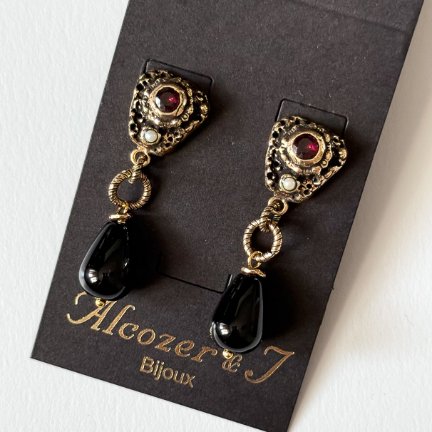 Серьги с жемчугом и ониксом ALCOZER & J O38EO24