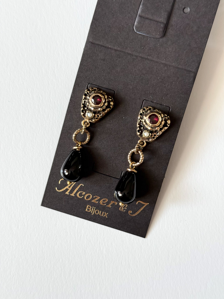 Серьги с жемчугом и ониксом ALCOZER & J O38EO24