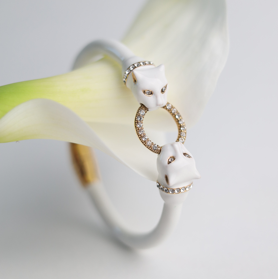 Браслет POLINA FIRENZE BR3002 Пантера белая малая с кольцом