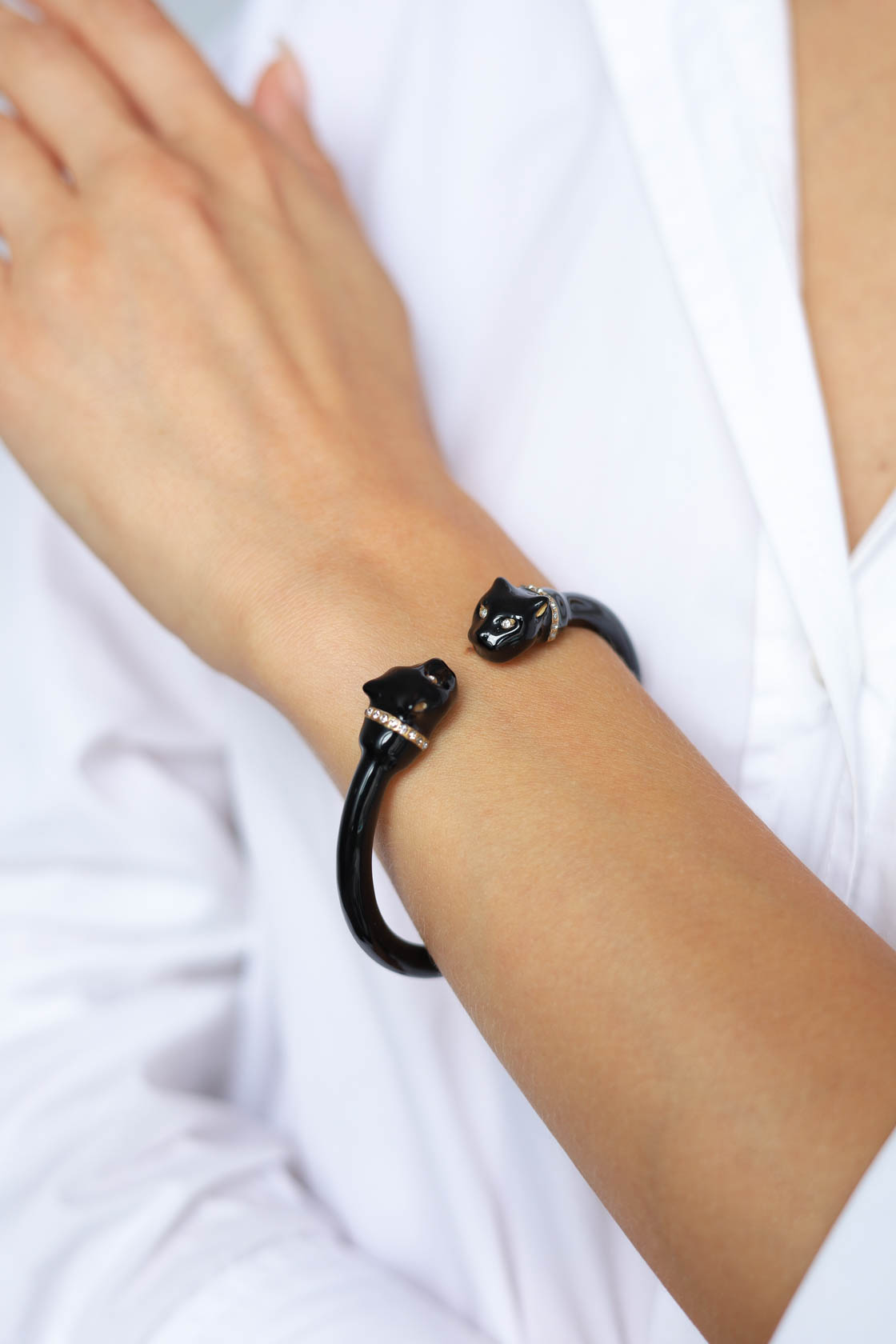 Браслет POLINA FIRENZE BR2174 Пантера черная двойная