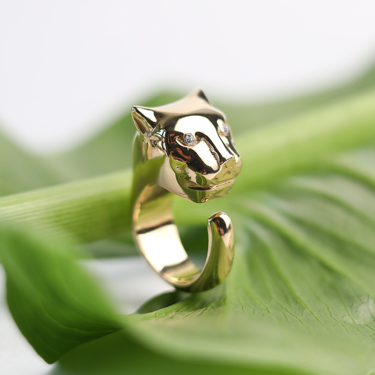 Кольцо POLINA FIRENZE AN3783 Пантера золотая крупная