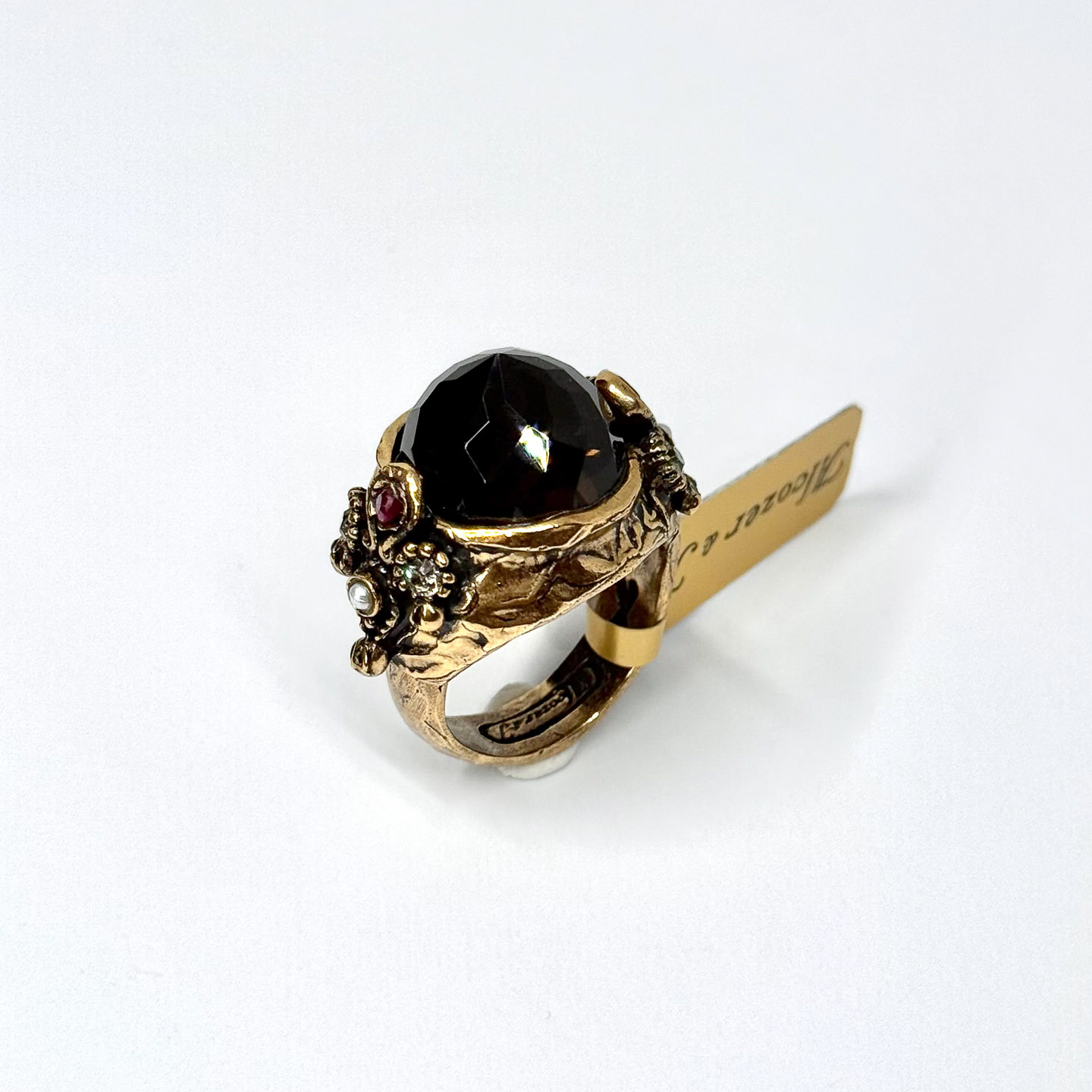 Кольцо с раухтопазом, рубином, жемчугом и Swarovski ALCOZER & J A108PI24