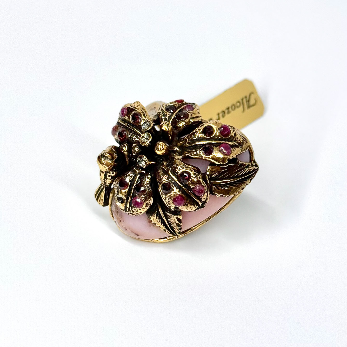 Кольцо с розовым опалом, гранатом, рубином и Swarovski ALCOZER & J A108NX24